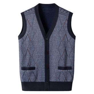 Generic Knitted Waistcoats For Men: Mens Sleeveless Cardigan V-Neck Gilet Sleeveless Vest Waistcoat V Neck Sleevless Knitted Top Sleeveless Sweater Vest Knitt