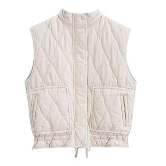 Generic RLEHJN Gilet for Women UK Clearance Ladies Body Warmer Winter Cropped Quilted Gilets Sleeveless Warm Jacket Zip Up Waistcoat Solid Color Padded Short 
