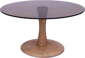 Moloo de centro D75 cm en cristal ahumado y madera