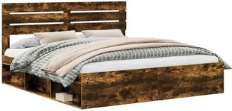 vidaXL Bed Frame Smoked Oak 180 x 200 cm Solid Pine Wood vidaXL