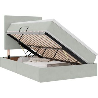 vidaXL Bed with Mattress with LED Light Grey 120 x 190 cm Velvet vidaXL