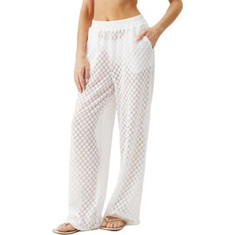 Melissa Odabash Adi Open Knit Straight Leg Cover-Up Pants in White at Nordstrom Rack, Size Large
