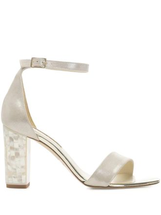 Freya Rose Martene embellished-heel sandals - women - Calf Leather/Kid Leather/Calf Leather - 37.5 - Neutrals