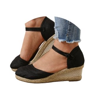 Generic Womens Espadrilles Wedge Sandals Summer Casual Closed Toe Sandal Comfortable Breathable Platform Low Heels Cute Shoes Flatform Heeled Shoes Ankle Stra