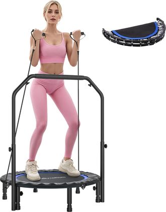 OEM Cama El&aacute;stica Plegable &Oslash;102 Cm Con Mango Ajustable Marco De Acero Para Entrenamiento Piernas Cuerpo Azul Y Negro