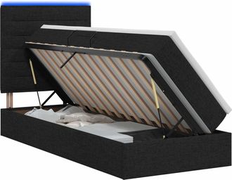 vidaXL Cama De Almacenamiento Led Con Colch&oacute;n Negro 90 X 190 Cm Tela Vidaxl