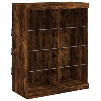 Berkfield Home Sideboard with LED Lights Smoked Oak 81x37x100 cm in Brown | Size: 81 x 37 x 100 cm