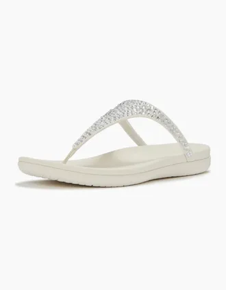 FitFlop Womens Fitflop Solay Mixed-Crystal Textile Womens Cream Sandals - White - Size: 6