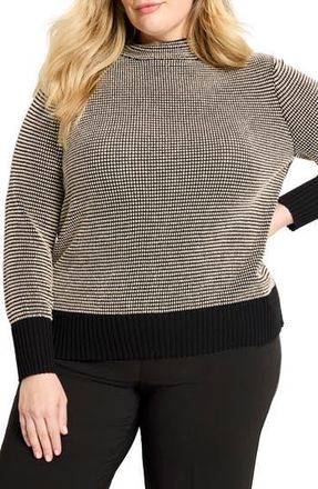 Nic+Zoe Mock Neck Pixel Knit Sweater in Black Multi at Nordstrom Rack, Size 3 X