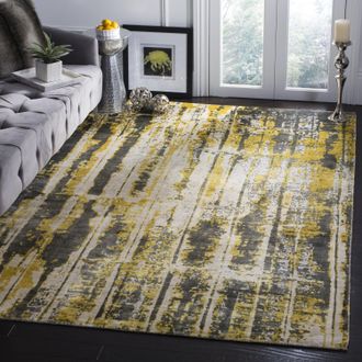 Safavieh Mirage Hand Made Area rug, Grey / Yellow Contemporary Style Non-Shedding