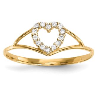 Diamond2Deal 14k Yellow Gold Cubic Zirconia Heart Ring