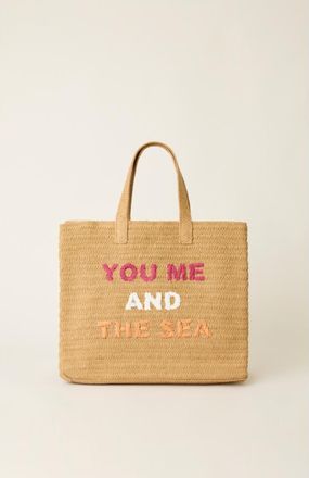BTB Los Angeles You Me And The Sea Tote in Sand Fuchsia Coral at Nordstrom