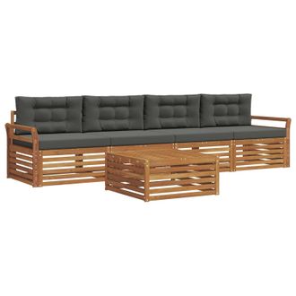 vidaXL Conjunto De Sof&aacute;s De Exterior 5 Pcs Natural Y Antracita Vidaxl