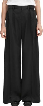 Maison Margiela Wijde broek met hoge taille - Dames - Wijde Broeken - Zwart - S - Polyester - Broeken