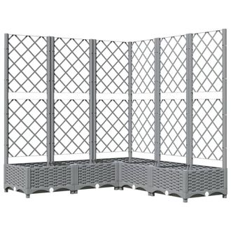 Berkfield Home Garden Planter with Trellis Light Grey 120x120x121.5 cm PP
