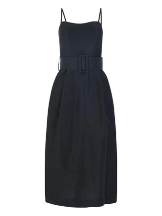 Rosie Assoulin Artichoke belted midi dress - women - Linen/Flax/Viscose - 12 - Black
