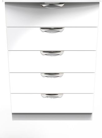 Welcome Furniture Cairo Ready Assembled Chest of Drawers with 5 Drawers - White Gloss & White - Welcome Furniture | TJ Hughes