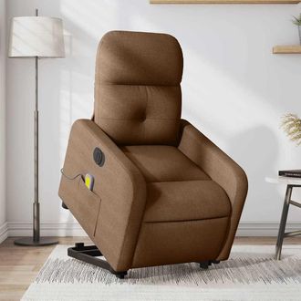 vidaXL Vidaxl - Sill&oacute;n De Masaje El&eacute;ctrico Reclinable Elevable Tela Marr&oacute;n
