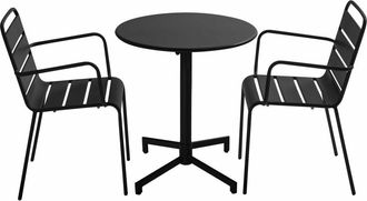 Oviala Conjunto de mesa y 2 sillas de jard&iacute;n en metal negro