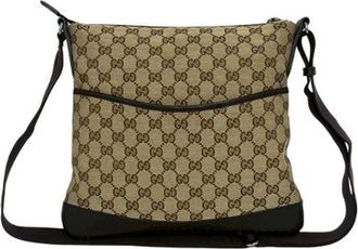 Gucci Pre-owned GG Canvas Leren Schoudertas - Dames - Vintage Schoudertas - Beige - ONE Size - Leer - Vintage