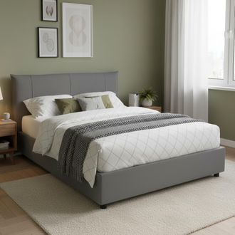 Dmora Dmora - Cama Matrimonial Dbadel, Cama Contenedor Con Revestimiento De Tela, 100% Made In Italy, Apertura Frontal, Adecuado Para Colch&oacute;n Cm 160x190, Gr