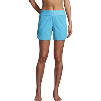 Lands End 5 Quick Dry Elastic Waist Board Shorts Swim Cover-up Shorts with Panty in Turquoise at Nordstrom, Size 18W