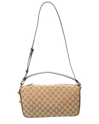 Gucci Half Horsebit Medium Gg Canvas & Leather Shoulder Bag