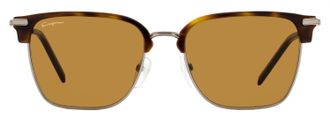 Ferragamo SF227S Rectangular Metal-Acetate Sunglasses - Brown