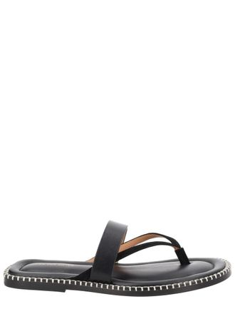 Dries Van Noten Black Toe Loop Smooth Leather Sandals