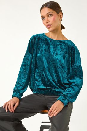 Roman Bubble Hem Velvet Stretch Top