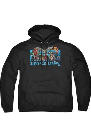 Gildan Justice League of America League Lineup Adult Pull Over Hoodie / Hooded Sweatshirt