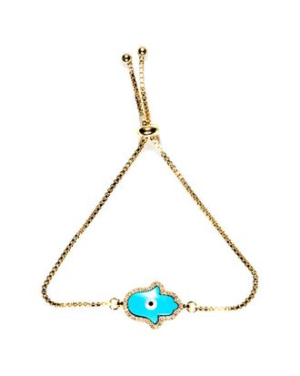 Eyecandy LA Eye Candy La Protection Gold Hamsa Micro Setting Cz Adjustable