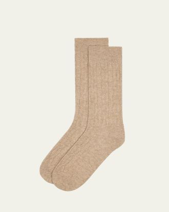 Bresciani Mens Cashmere Cable Knit Mid-Calf Socks