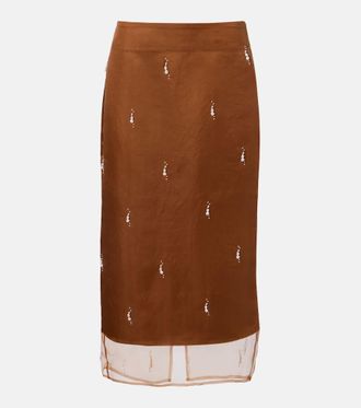R&oacute;he Embellished silk organza midi skirt