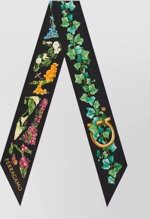 Ferragamo rectangular floral print scarf for neck