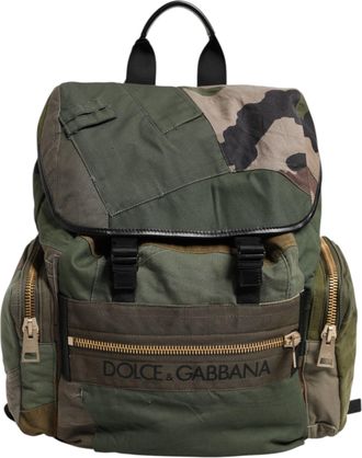 Dolce & Gabbana Military Green Patchwork Rucksack Backpack Mens Bag