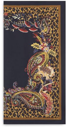 Etro Womens Scarf Animal-Print Silk Multicolour Scarfs