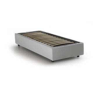 Talamo Italia Cama Individual Dginulf, Cama Contenedor Con Tapizado En Ecopiel, 100% Made In Italy, Apertura Frontal, Adecuado Para Colch&oacute;n Cm 90x200, Blanco - Dmor