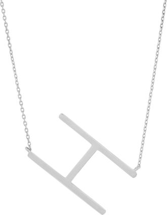 MAX + STONE 10k Yellow or White Gold Large Sideways Block Letter Initial with Cable Chain
