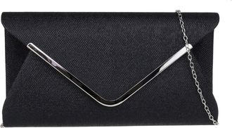 Girly HandBags Womens Metallic Woven Clutch Bag - Black