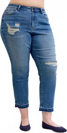 Judy Blue Bf Patch & Repair Jeans In Blue