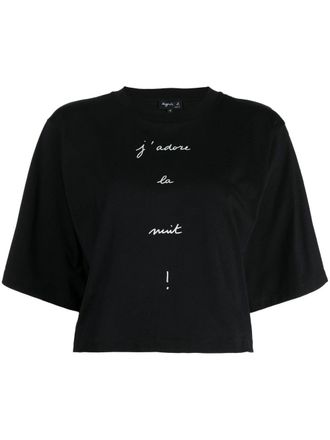 agn&egrave;s b. graphic-print cotton T-shirt - women - Cotton - 1 - Black