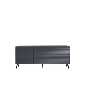 MondoViro Aparador moderno con 3 puertas en madera negra 180x50 cm 80h