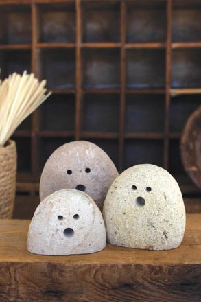 Kalalou Set Of Three Tabletop River Rock Ghosts