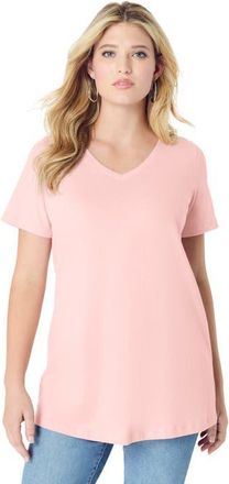 Roaman's Plus Size Ultimate Short Sleeve Swing Tee in Soft Blush at Nordstrom, Size 36