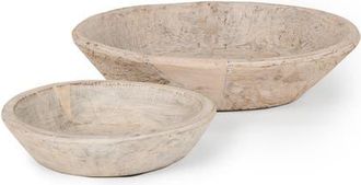 Mercana Nikita Set of 2 Reclaimed Wood Bowls in White at Nordstrom