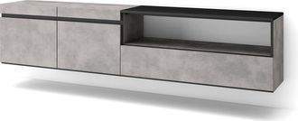 Skraut Home Skraut Home - Mueble Tv, Televisi&oacute;n, Muebles De Sal&oacute;n, Almacenaje, 200x45x35cm, Para Tv Hasta 80, Colgado, Suspendido, Estilo Moderno, Gris Cemento