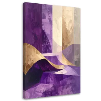 Feeby Cuadro Sobre Lienzo, Olas Abstractas Morado Beige, 80x120
