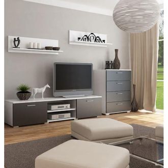 OEM Parete Attrezzata Lena Bianco/nero Per La Stanza