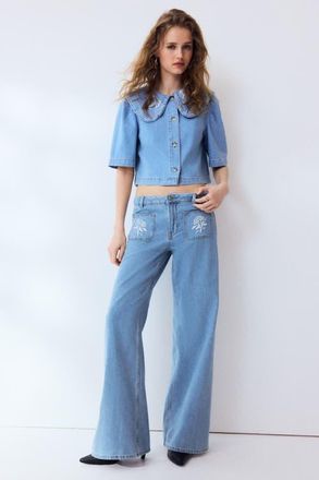 H&M Wide Regular Waist Jeans in Light Denim Blue at Nordstrom, Size 10